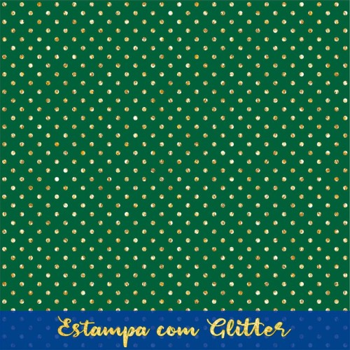 Tecido Tricoline Natal - Poá Glitter Dourado - 100% Algodão - 1,50m largura - Variante 59